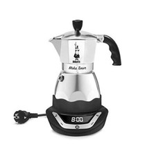 Bialetti Moka Elettrica Timer, Capacità per 6 Tazze,365W, Argento/Nero