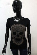Philipp Plein Maglia Donna Taglia M T-Shirt Manica Corta Nero Cotone Logo Woman