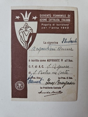 Tessera gioventù femminile - tessera, di