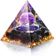 Piramide in Orgonite 6Cm Piramide Di Cristallo Con Pietra Di Ametista E Ossidian