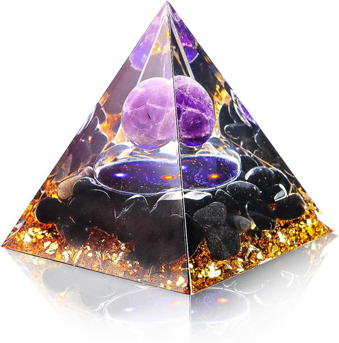 Piramide orgonite 6cm ametista - piramide,