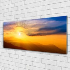 Arte da Parete 125x50 stampa Vetro Tempereto Montagna Sole Paesaggio