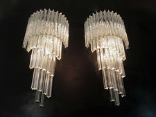 Monumental pair of vintage Murano wall sconce – 41 trasparent triedri