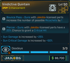 Borderlands 4 ⭐VINDICTIVE QUINTAIN ENHANCEMENT⭐JAKOBS⭐DANNI DA PISTOLA, GUN CRI DMG