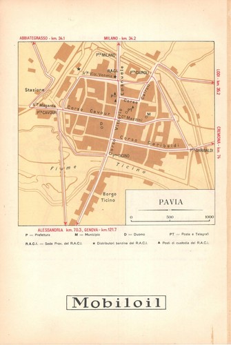 Carta geografica antica pavia - carta,