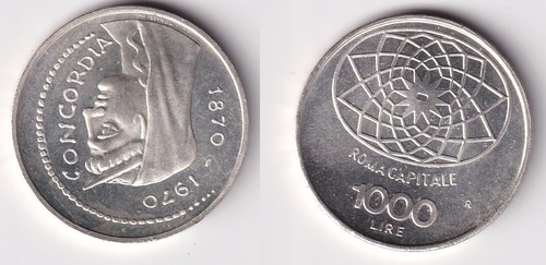 Moneta argento 1000 lire - moneta,