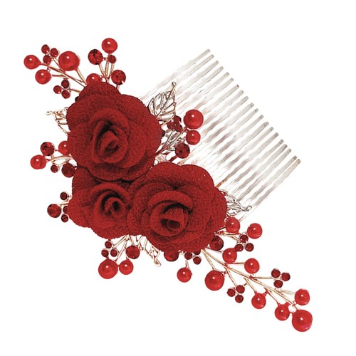 Pettine capelli sposa rosa - capelli,