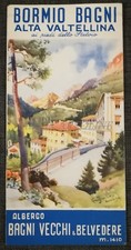 BORMIO BAGNI - Alberghi - Opuscolo Pieghevole con Foto e Illustrazioni Frattini