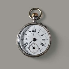 Antico Orologio Tasca Argento Bornand Geneve Cylindre 10 Rubis FUNZIONANTE '800