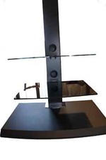 Mobile porta TV con ruote – vetro scuro temperato, 3 ripiani