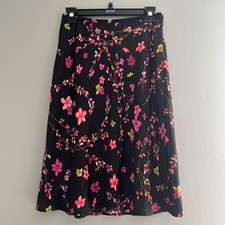 Gonna nera Ann Taylor Petite foderata in seta taglia 4P floreale scuro grunge paillettes Y2K