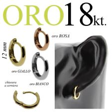 mono orecchino uomo donna ORO 18kt. cerchio sezione TONDO anello lobo mm.12