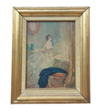 Antico Ritratto Femminile Contessa Nobildonna Abito olio su tavola