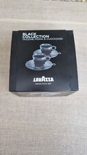 Set of 2 Cups in black ceramic and Saucers in Stainless Steel Lavazza nero