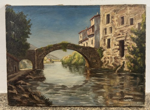 Olio tela firmato stile - tela,