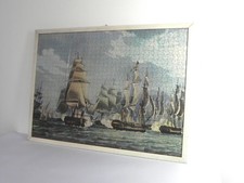 Quadro Puzzle Caravelle Inglesi Velieri Francesi in battaglia in mare Cornice