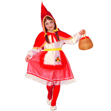 COSTUME VESTITO ABITO TRAVESTIMENTO CARNEVALE MANTELLINO ROSSO CAPPUCCETTO