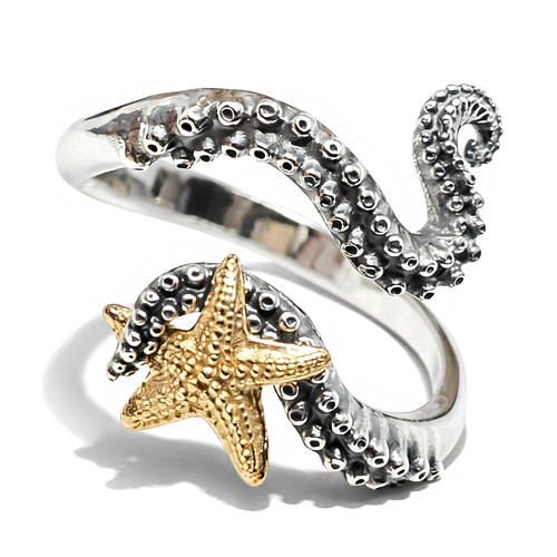 Anello polpo stella - anello, marina