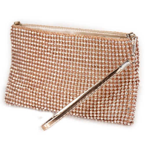 Pochette strass rose gold