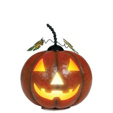 ZUCCA METALLICA CON LUCE ARANCIONE 16 CM