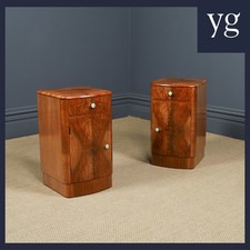 Antica coppia comodini inglese art deco noce cassettiera tavoli comodini