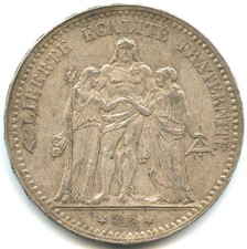 5 franchi argento Hercule 1875 A di qualità n. 4479