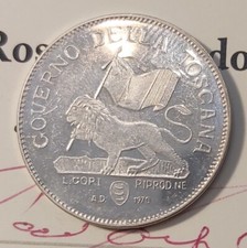 GOVERNO PROVVISORIO DELLA TOSCANA FIORINO  RIPRODUZIONE IN ARGENTO 925 del 1970