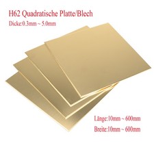 Piastra/Lamiera Quadrata in Ottone Varie Misure Spessore 0.3mm - 5.0mm