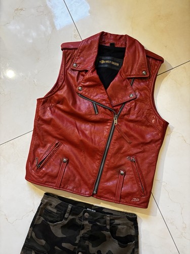 Red leather harley davidson - red,