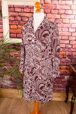 Vintage Originale 60er 70er Vestito Rosso Braun Paisley Battitore Discoteca 44