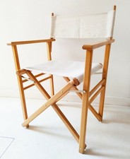 ECCEZIONALE SEDIA PIEGHEVOLE DA REGISTA IN LEGNO CHIARO DI FAGGIO STILE RETRO