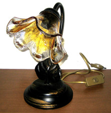 LAMPADA Abat-Jour in metallo brunito con paralume in vetro cristallo - Vintage