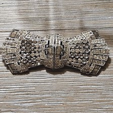 Spilla papillon strass Coro Duette spilla clip scarpa ingiallito pietre mancanti LEGGI