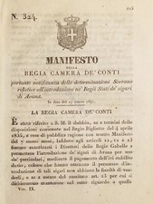 Manifesto Regia Camera - Introduzione nei R. Stati dei sigari di Avana - 1841