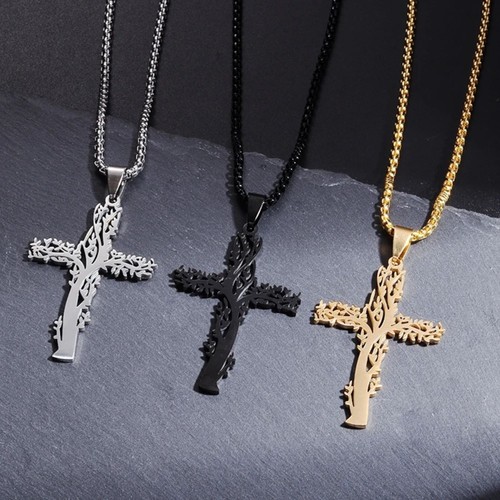 Collana acciaio croce ritaglio