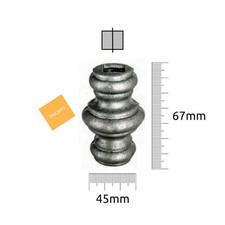 BORCHIA ORNAMENTO IN FERRO BATTUTO ZINCATA QUADRA STAMPATA A CALDO da 14,5mm 