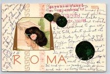art nouveau ~ RAPHAEL KIRCHNER PC ROMA ITALIA WOMAN W/FLOWER Rome