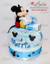 Torta Pannolini Moto Peluche Topolino Minnie idea regalo nascita baby shower