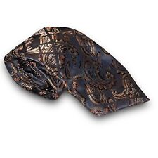 Cravatta collo BRUNO PIATTELLI Roma Paisley fatta a mano seta 67"x 3,5" extra lunga marrone