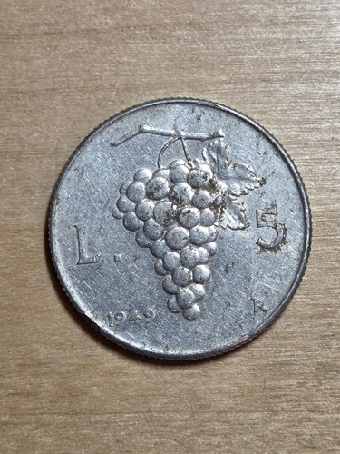 Moneta italia lire - italia, 5