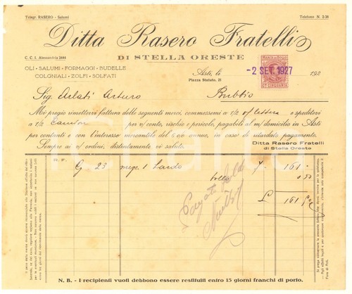 1927 asti ditta rasero - asti,