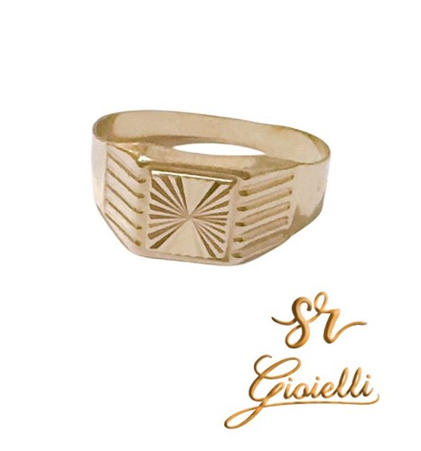 Anello scudo quadrato oro - scudo, in