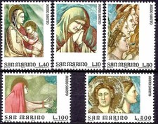 San Marino 1975 Dipinti Anno Santo Affreschi Arte Vergine Angeli Religione 5v MNH