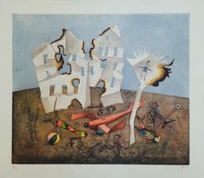 Enrico Benaglia  Acquaforte acquatinta La casa di carta