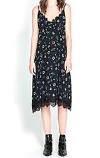 ZARA Vestito canotta nero con stampa floreale - NUOVO - Taglia XS