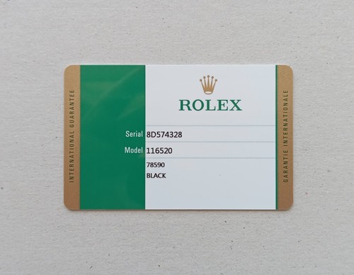 Rolex guarantee warranty card - guarantee,