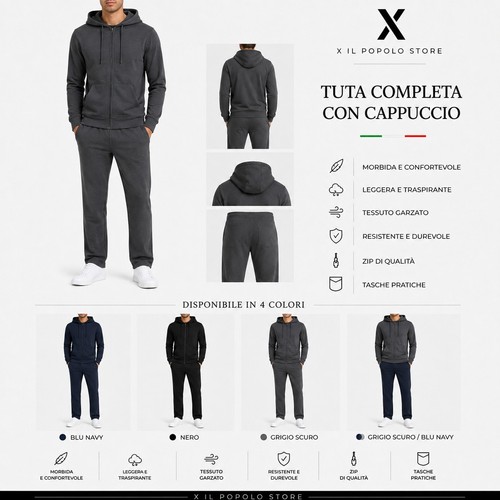 Tuta completa uomo - uomo, felpa