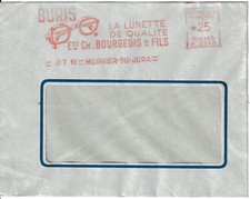 Lettera francobollo 25 cts Morbier du Jura 1960 occhiali Buris lunetta