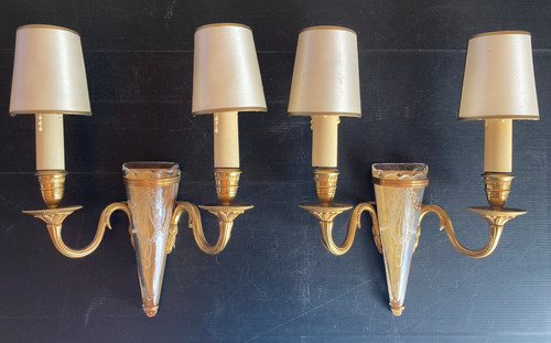 Paire appliques vase bronze - paire,