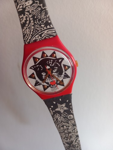 Swatch 1993 black panther red - swatch,